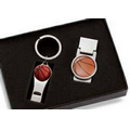 2 Pcs Basketball Money Clip w/ Matching Twist-Action Ballpoint Pen